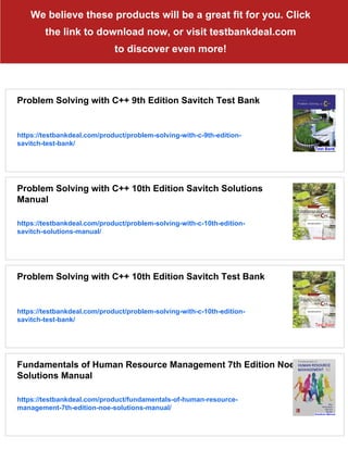 Problem Solving with C++ 9th Edition Savitch Solutions Manual | PDF