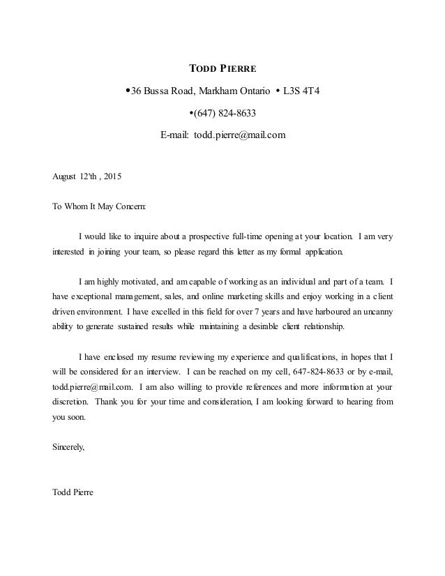 todd pierre resume and cover letter 2015 cover letter sample 2015