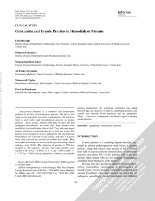 gabapentin in renal dialysis