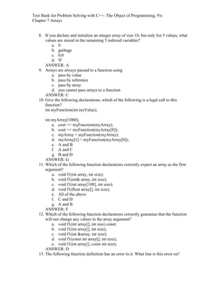 Problem Solving with C++ 9th Edition Savitch Test Bank | PDF