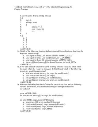 Problem Solving with C++ 9th Edition Savitch Test Bank | PDF