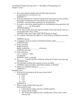 Problem Solving with C++ 9th Edition Savitch Test Bank | PDF