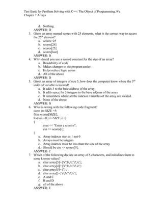 Problem Solving with C++ 9th Edition Savitch Test Bank | PDF