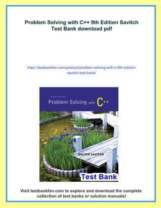Problem Solving with C++ 9th Edition Savitch Test Bank | PDF