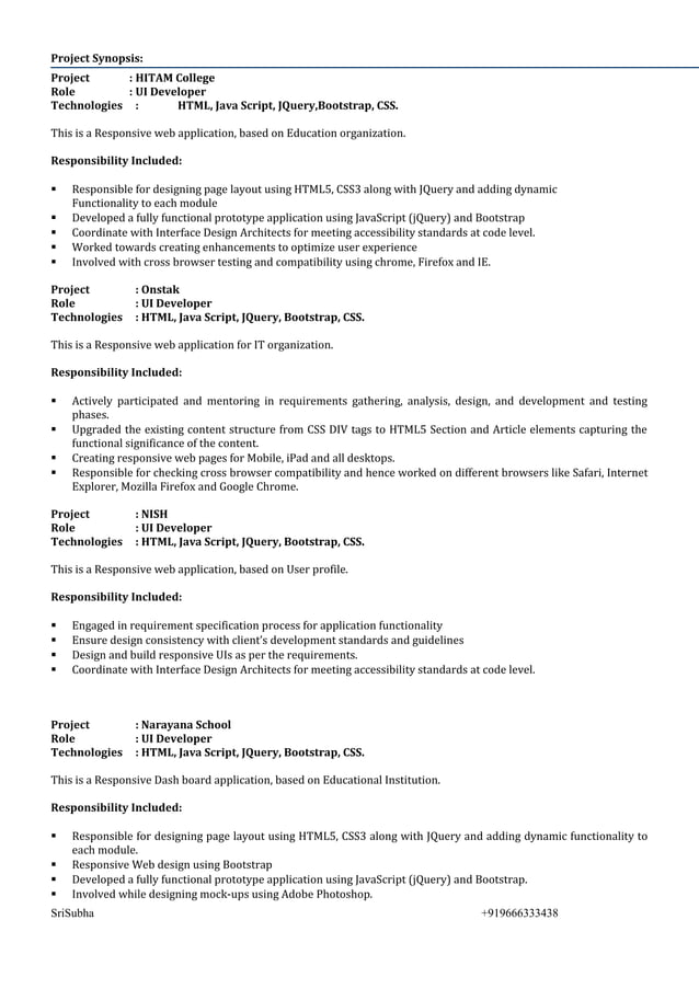 Resume UI developer PDF - Resume UI Developer 3 638 