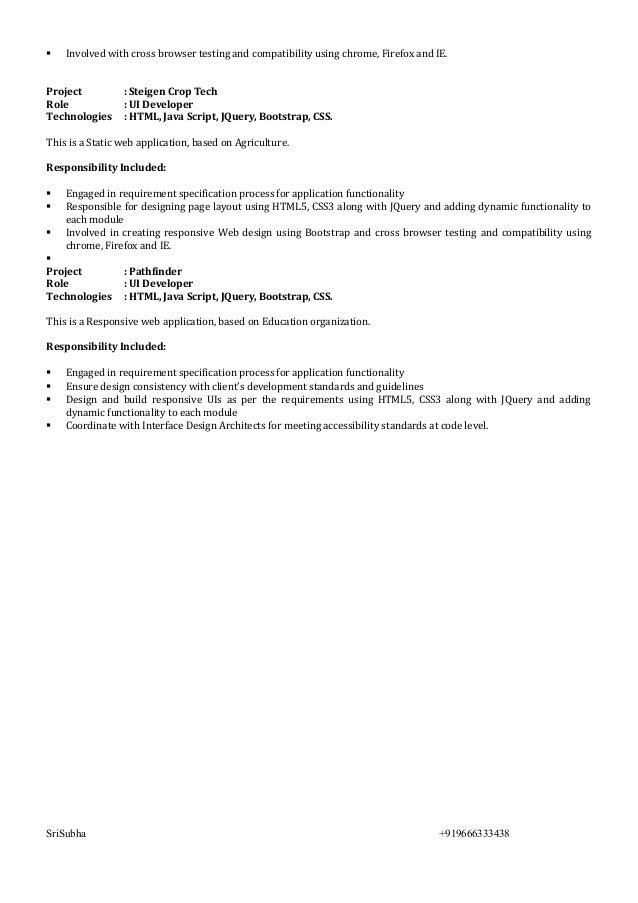 Resume UI Developer