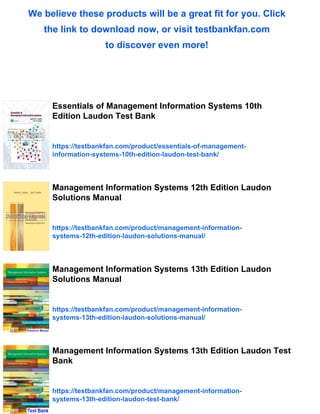 Essentials of Management Information Systems 10th Edition Laudon ...