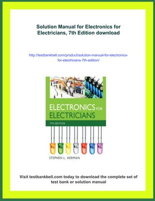 Solution Manual for Electronics for Electricians, 7th Edition | PDF