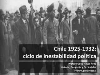 Chile 1925-1932:
ciclo de inestabilidad política
Profesor Julio Reyes Ávila
Historia, Geografía y Cs. Sociales
> www.cliovirtual.cl
 