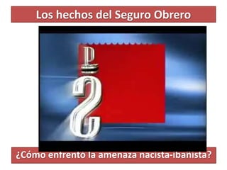 Los hechos del Seguro Obrero
¿Cómo enfrentó la amenaza nacista-ibañista?
 
