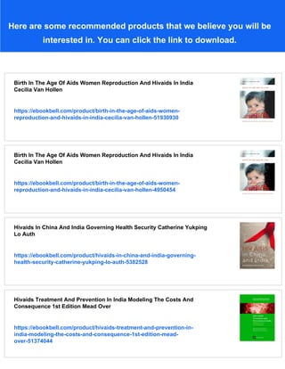 Hivaids In India Voices From The Margins 1st Edition Sunita Manian | PDF