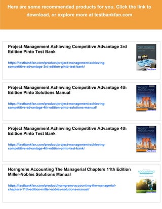 Project Management Achieving Competitive Advantage 3rd Edition Pinto ...