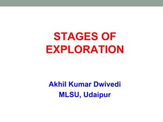 STAGES OF
EXPLORATION
Akhil Kumar Dwivedi
MLSU, Udaipur
 