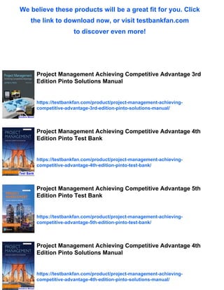 Project Management Achieving Competitive Advantage 3rd Edition Pinto ...