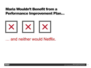 14
Maria Wouldn’t Benefit from a
Performance Improvement Plan…
​
… and neither would Netflix.
 