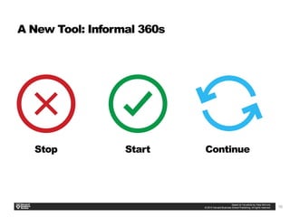 16
A New Tool: Informal 360s
Stop Start Continue
 