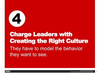 21
Charge Leaders with
Creating the Right Culture
They have to model the behavior
they want to see.
 