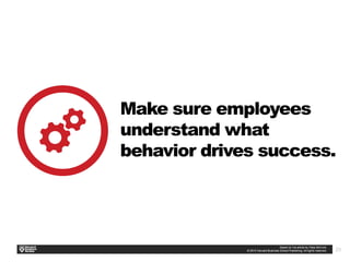 23
Make sure employees
understand what
behavior drives success.
 