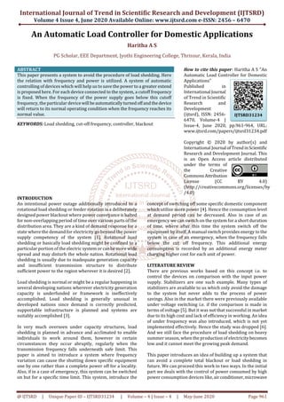 An Automatic Load Controller for Domestic Applications | PDF