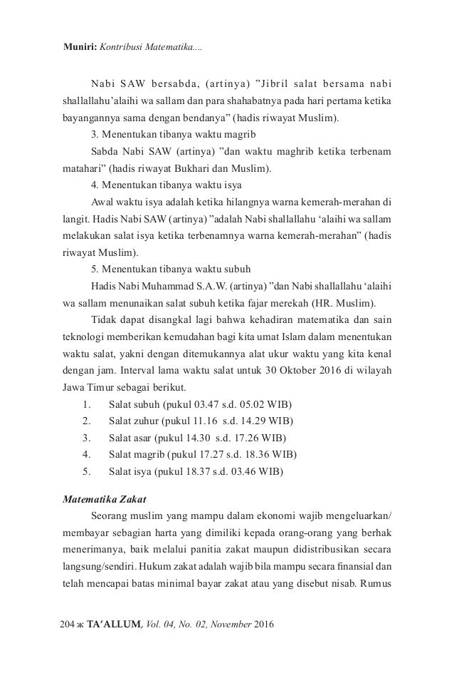 Kontribusi Matematika Dalam Konteks Fikih