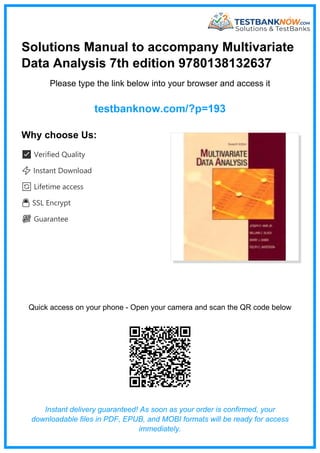 Comprehensive Solutions Manual for Multivariate Data Analysis 7th ...