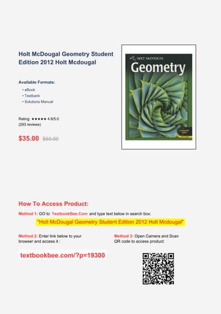 Comprehensive Guide to Holt McDougal Geometry Student Edition 2012 | PDF