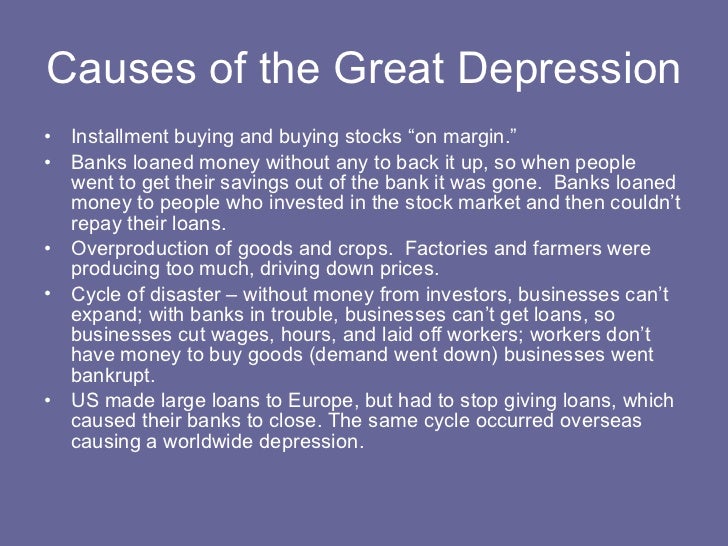 Causes of the great depression