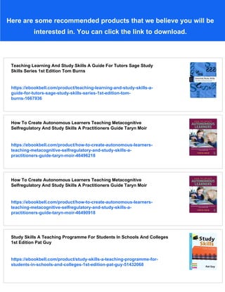 Teaching Study Skills And Supporting Learning Stella Cottrell | PDF