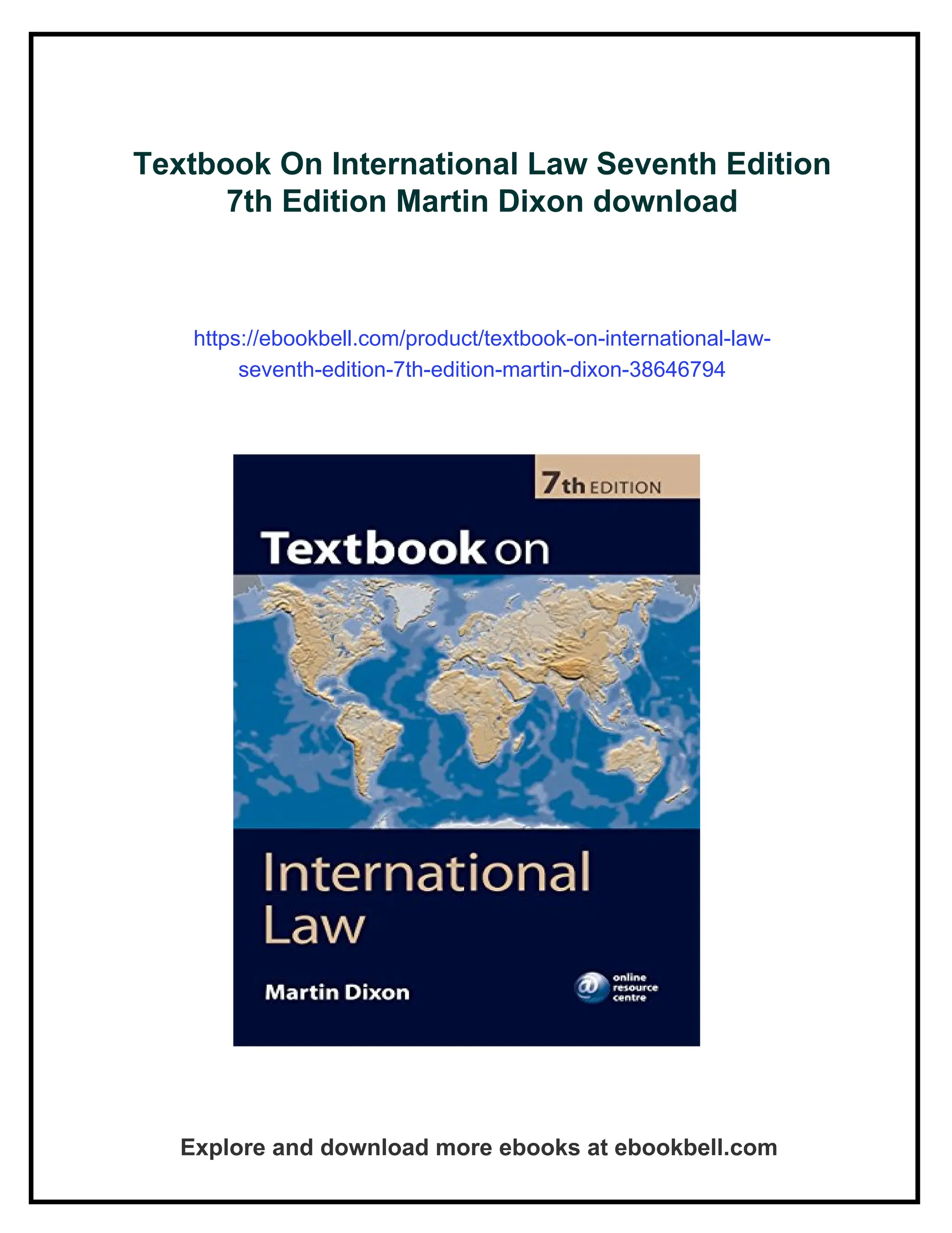 Textbook On International Law Seventh Edition 7th Edition Martin