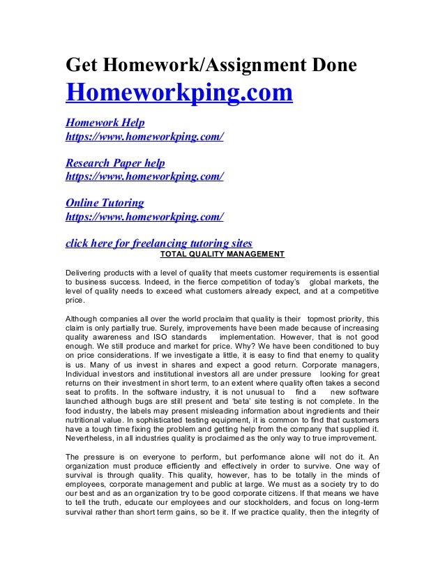 Total quality management research paper