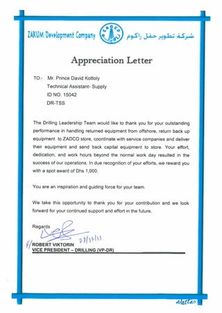 Appreciation Letter - ZADCO