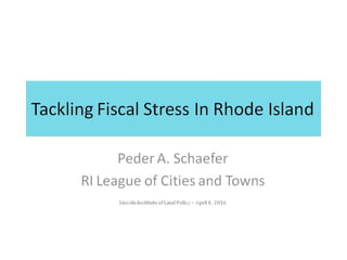 Tackling Fiscal Stress in Rhode Island