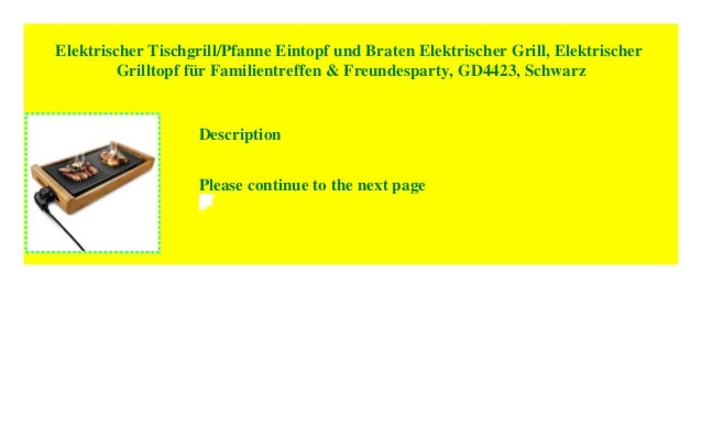 GD4423 Schwarz Elektrischer Tischgrill//Pfanne Eintopf und Braten Elektrischer Grill Elektrischer Grilltopf f/ür Familientreffen /& Freundesparty