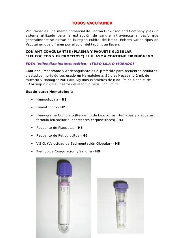 Tubos Vacutainer Colores Y Usos Tubos Vacutainer Colores Y Usos