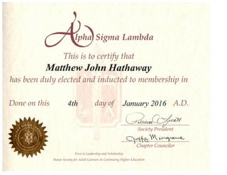 Alpha Sigma Lambda certificate