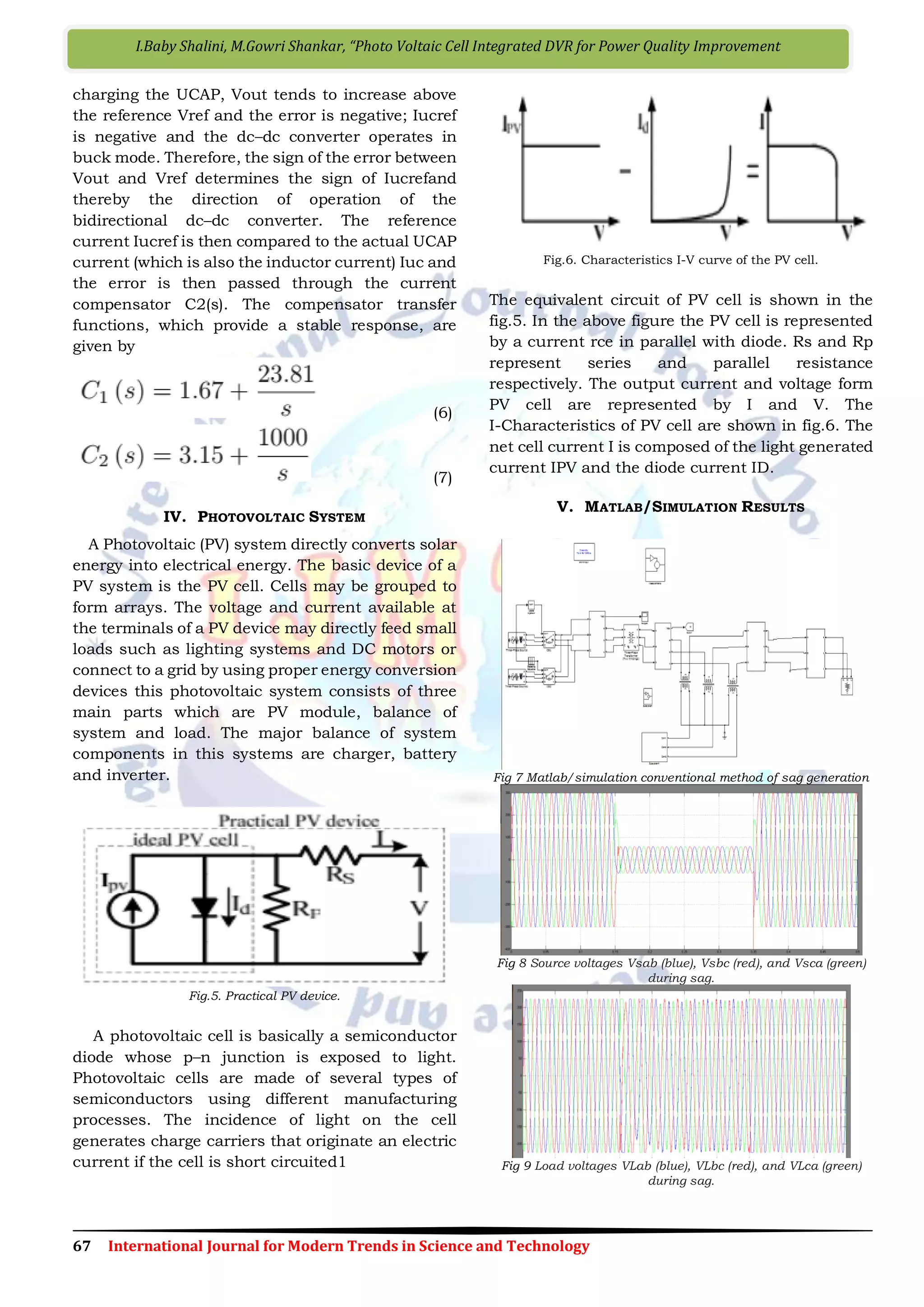 Photo Voltaic Cell Integrated DVR for Power Quality Improvement | PDF
