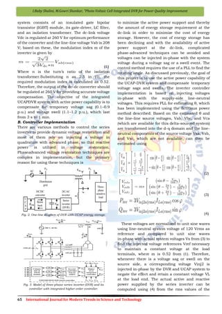 Photo Voltaic Cell Integrated DVR for Power Quality Improvement | PDF