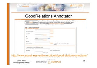 GoodRelations Annotator




http://www.ebusiness-unibw.org/tools/goodrelations-annotator/
    Martin Hepp,                ...