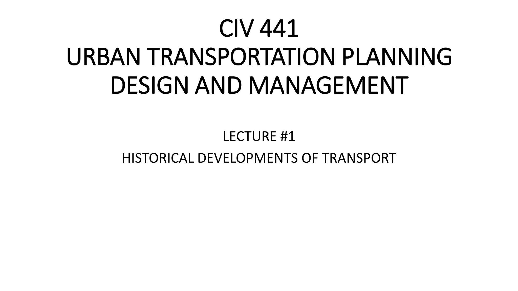Introduction to Urban Transportation Planning and History | PDF