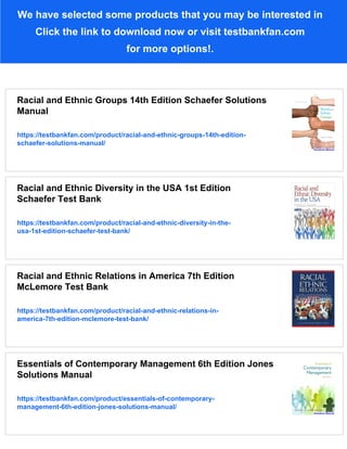 Racial and Ethnic Groups 14th Edition Schaefer Test Bank | PDF
