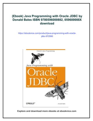 (Ebook) Java Programming with Oracle JDBC by Donald Bales ISBN ...