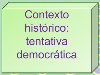 Contexto
histórico:
tentativa
democrática
 