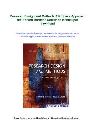 Research Design and Methods A Process Approach 9th Edition Bordens ...
