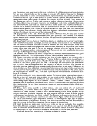 que Ele destruiu cada poder que você já teve, no Calvário. E a Bíblia declara que Seus discípulos
tem que levar esta comissão que Ele teve aqui na terra, até o fim da era. E eu sou Seu discípulo,
portanto esta manhã eu venho como representante, representante de Jesus Cristo, em Seus atos.
Fui enviado em Seu lugar. E seja quando for que eu chamar a pessoa, seu poder romperá, e a
pessoa estará livre e sairá daqui e ficará boa. Eu o desafio no Nome de Jesus Cristo, através de
Seu Sangue, eu me firmo. E deixe cada pessoa na qual eu colocar minhas mãos. Não em minha
santidade, não em meu nome, pois meu nome não é nada para você; minha santidade não é nada,
não tenho nenhuma. Mas você não reconhecerá meu nome, porém você reconhecerá “Jesus”, e
você vai sair. E eu estou falando com você. Eu agora entro num desafio. E se você tentar segurar
alguma destas pessoas, que a maldição de Deus venha sobre você. Que você saia, tire sua mão
destes cristãos. Sua mão suja e doente, afligindo e aleijando e adoentando estas pessoas, e lhes
dando enfermidades, tire sua mão, no Nome de Jesus Cristo.
236 [Espaço vazio na fita - Ed] ...Nome de Jesus Cristo o Filho de Deus, lhe peço para levantar
no... Seu Nome, vá para casa perfeitamente curada, para glorificar a Deus. Levante. E as pessoas
podem levantar suas cabeças. [O Irmão Branham e a congregação grandemente louvam a Deus.
Espaço vazio na fita].
237 Deus Todo-Poderoso, Autor da Vida Eterna, doador de toda boa dádiva, envia Tuas bênçãos
sobre este homem que está aqui de pé, sabendo que esta é a única chance de sua vida de alguma
vez ser normal novamente. Com seus quadris e membros em toda esta condição, sobre estas
muletas ele tem andando. Ele deseja voltar para sua casa, para testificar da glória de Deus; dirigiu
muitas milhas para estar aqui. E, Pai, eu oro para que esta seja a hora em que ele dirá em seu
coração: “Se os outros podem, eu também posso. E Tu morreste por mim, para libertar, do mesmo
modo que Tu fizeste pelos outros”. Concede-o, Pai.
238 Portanto, você demônio que aleijou o corpo dele, eu venho no desafio da fé contra você, para
desafia-lo neste duelo. Eu o conjuro através de Jesus, o Filho de Deus, saia do homem.
239 Fiquem reverentes, em todos os lugares. Isto firma o irmão. Agora só um momento, não é
sua... Apenas não fiquem inquietos, amigos. A Presença do Senhor está próxima. Apenas fiquem o
mais reverente possível, dentro e fora. O pobre homem veio aqui, ele nunca mais andará sem
muletas se Deus não o ajudar agora. Isto será... Ele vem aqui, ele ficará pior do que antes se ele
não for curado. Eles provavelmente terão que carrega-lo se ele não for curado. Pois, Satanás, se
ele puder encontrar poder suficiente para derruba-lo, ele o derrubará se ele puder. Então agora ou
ele o derrubará, ou Deus o libertará e o deixará perfeitamente curado. Agora, todos, quantos aqui
crêem que Deus me enviou para liberar este homem esta noite através de Seu Filho, Cristo Jesus?
[A congregação diz: “Amém” - Ed.] Tudo bem. Agora fiquem bem reverentes, mantenham suas
cabeças inclinadas.
240 Você crê nisto com todo o seu coração, senhor. Crê que vai pegar estas velhas muletas e
joga-las no carro e ir para casa, e as carregará em seu ombro amanhã e andará de um lado para
outro pelas ruas de sua cidade, testificando para Deus. O senhor não... O restante de sua vida,
irmão, entregue para a glória de Deus. O senhor O servirá? O senhor O servirá? O senhor estava
pensando nisto recentemente, de qualquer modo, (não foi?) pensando em uma aproximação. Outro
dia, o senhor disse: “Se eu... Deus somente me curasse, eu andaria mais perto Dele”. Isto é certo.
O senhor disse isto.
241 Então, outra coisa, quando o senhor estava... vejo que estava em um automóvel
recentemente, e o senhor falava com alguém a respeito destas coisas. Havia um homem
assentado no banco dianteiro, quando o senhor estava assentado atrás. Isto é verdade? Vocês
estavam descendo a estrada, passaram por uma pequena saliência, virando à direita, quando
vocês estavam falando sobre isto. Isto é verdade? Eu não estou lendo sua mente, senhor. É Deus
agora. E agora o senhor começou a sentir do que estou falando. Agora é a hora de sua libertação.
242 Deus Todo-Poderoso, agora enquanto o poder de Tua Presença está aqui, aqui de pé para
libertar este homem, ó Deus Eterno, Autor da Vida, envia Tuas bênçãos sobre ele, enquanto eu o
abençôo no Nome de Teu Filho. Concede-o, Senhor, através de Jesus Cristo.
243 Você, demônio que aleijou este homem, meu irmão, ele fez sua confissão. Seus segredos
foram ditos. Ele está aqui agora para andar. Você não pode segura-lo mais. Ele deseja glorificar a
Deus. Eu venho em desafio contra você. No Nome de Jesus Cristo, através do dom de cura que me
foi ministrado por um Anjo, eu o conjuro através de Jesus Cristo, o Filho de Deus, saia dele.
      Aí, ele sai. Mantenham suas cabeças inclinadas, em todos os lugares.
 