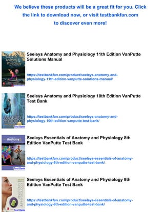 Seeleys Anatomy and Physiology 11th Edition VanPutte Test Bank | PDF