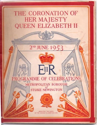 1953 coronation programme of celebrations Metropolitan Borough of Stoke Newington