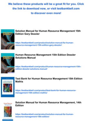 Solution Manual for Human Resource Management 15th Edition Martocchio ...