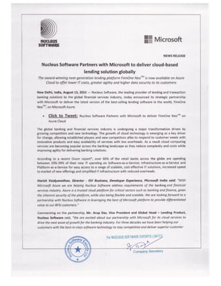 Nucleus-Microsoft Cloud Alliance Announcement