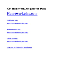 Get Homework/Assignment Done
Homeworkping.com
Homework Help
https://www.homeworkping.com/
Research Paper help
https://www.homeworkping.com/
Online Tutoring
https://www.homeworkping.com/
click here for freelancing tutoring sites
 