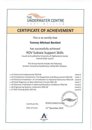 ROV Certificates & BECM Matrix
